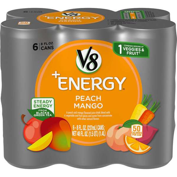 V8 V8 Energy Peach Mango 8 oz. Per Bottle, PK24 000019625